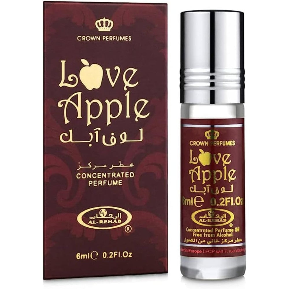 Al-Rehab Love Apple 6ml perfume oil bottle front view with green apple packaging.