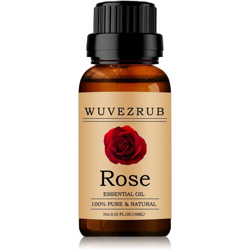 Wuvezrub Rose Essential Oil 10ml bottle front view for aromatherapy.