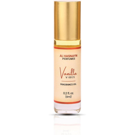 AL HASNAYN Vanilla Vibes Fragrance Oil 6ml bottle front view long lasting perfume.