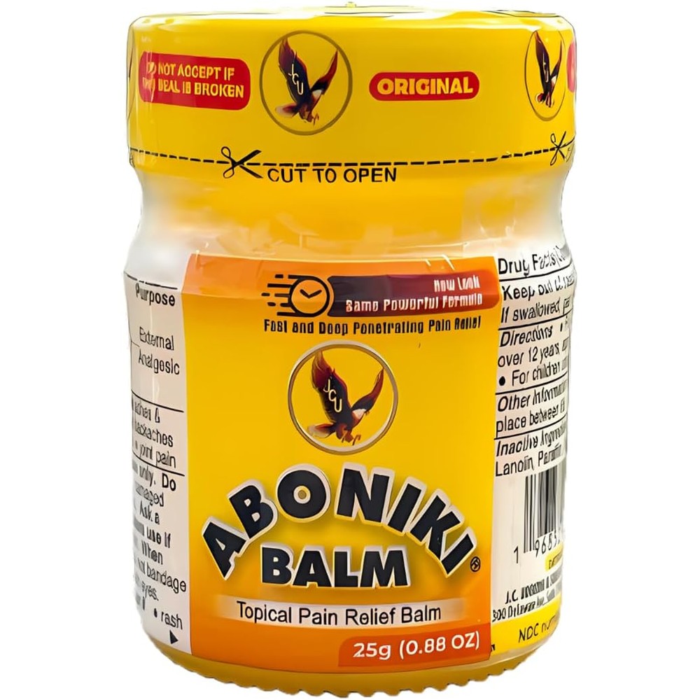 Aboniki Balm glass jar front view for topical pain relief