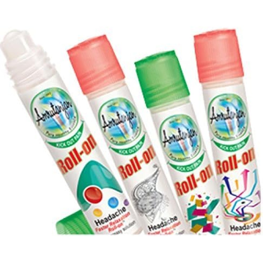 Amrutanjan Dragon Liquid Balm Roll On Pack of 5 front view for headache relief.