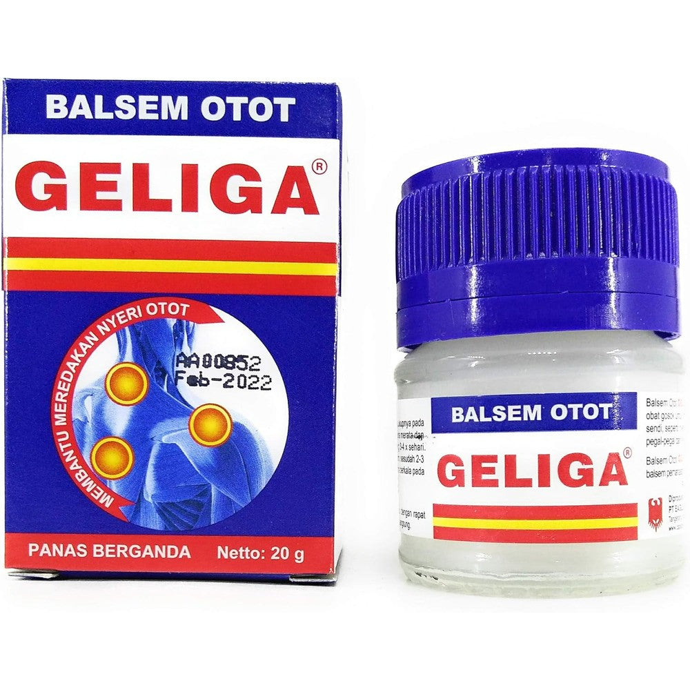 Geliga Balsem Otot 20 gram jar front view for muscular pain relief
