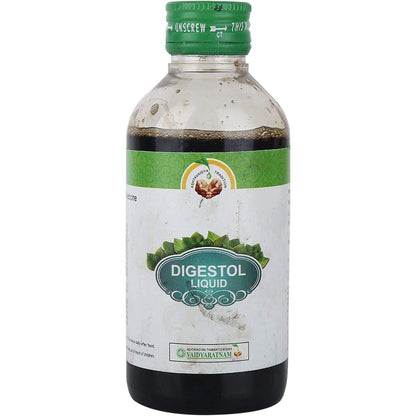 Vaidyaratnam Digestol Liquid 200ml front view for digestive relief.