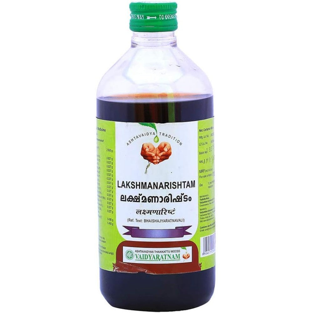 Vaidyaratnam Lakshmanarishtam pack of two bottles front view for menstrual health.