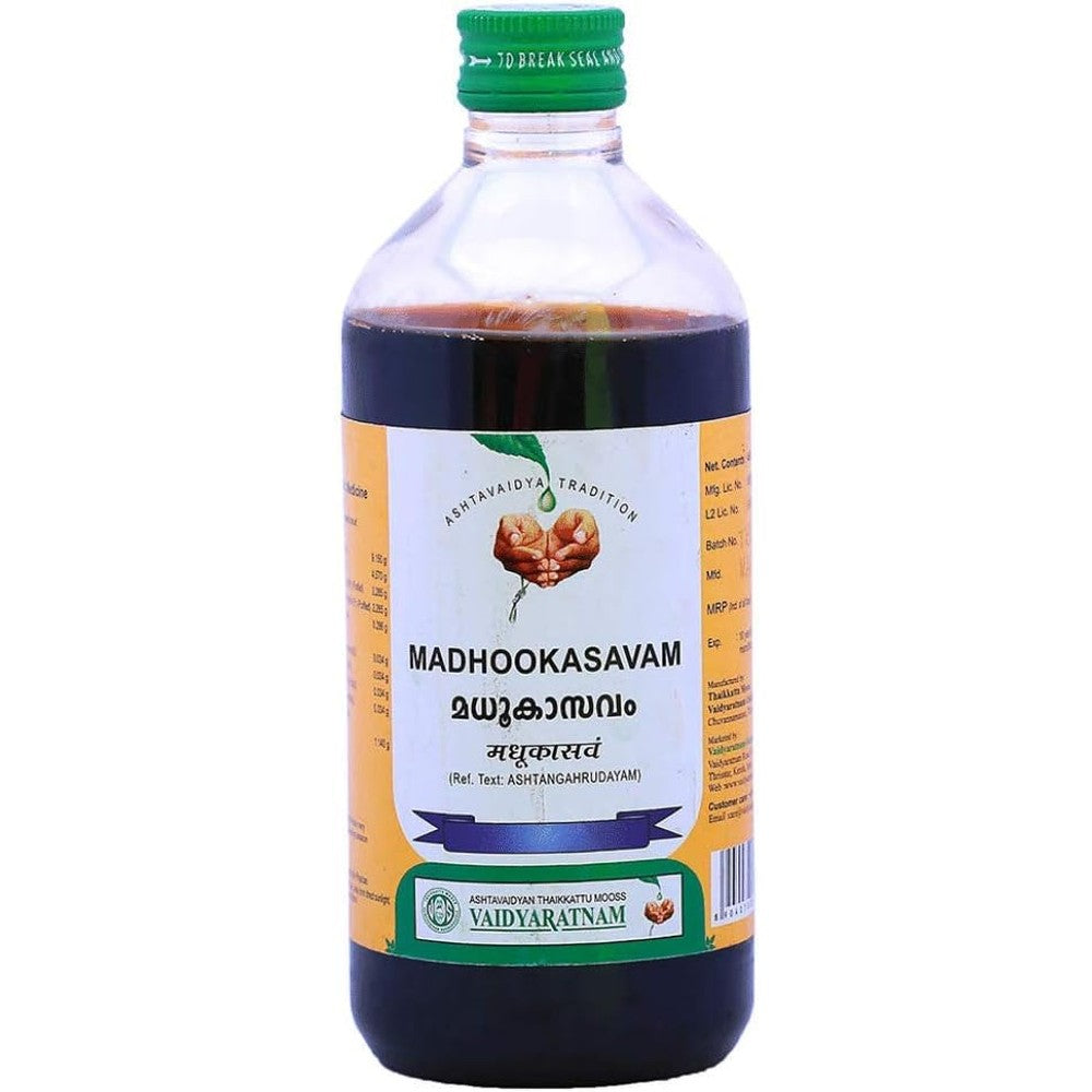 Vaidyaratnam Madhookasavam 450 ML Pack of 2 front view Ayurvedic digestive tonic