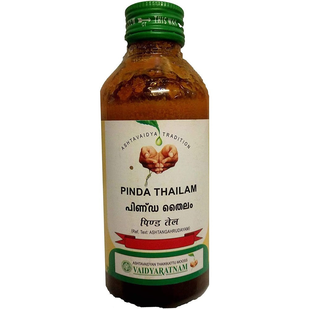 Vaidyaratnam Pinda Thailam 200 ml bottle front view for Ayurvedic joint pain relief.