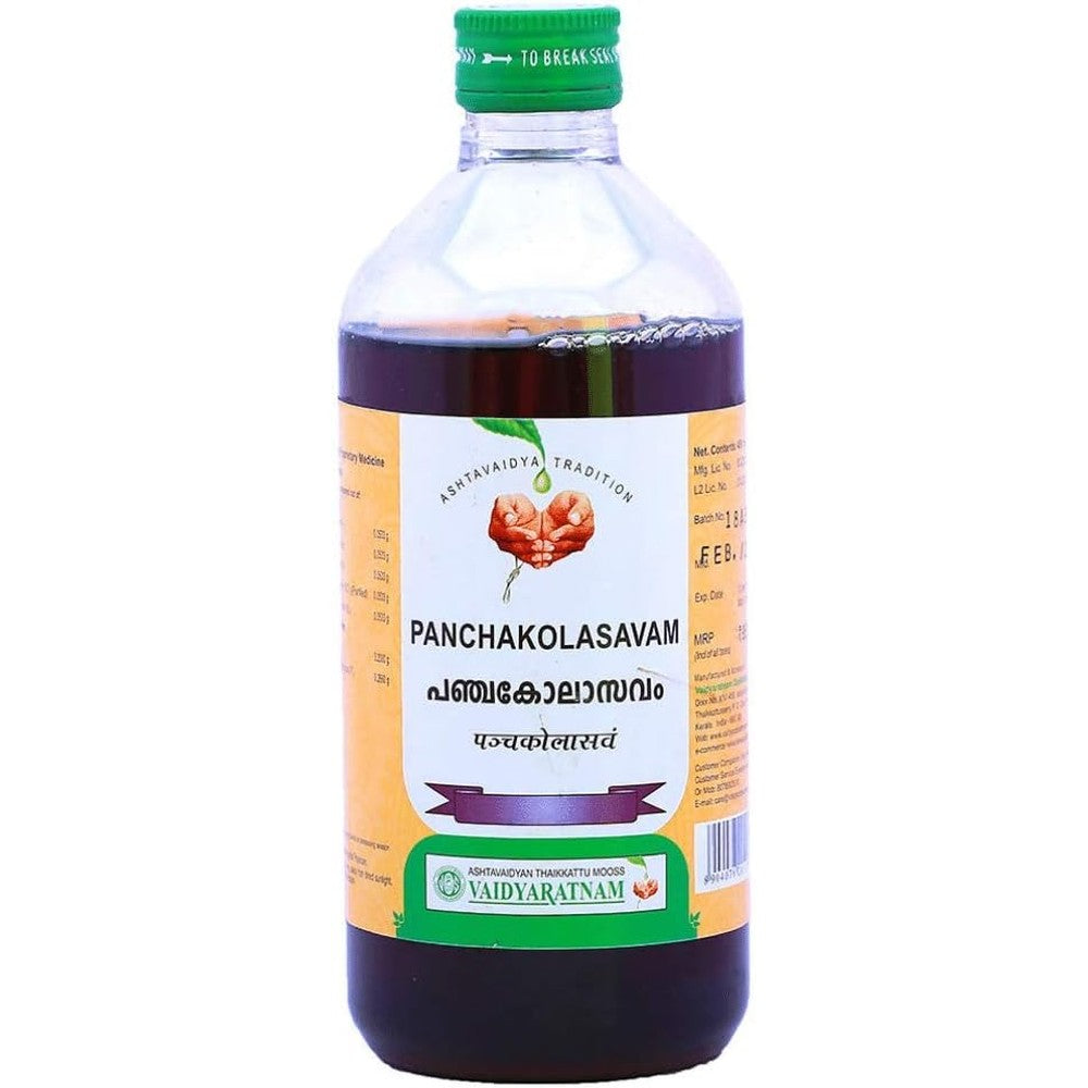 Vaidyaratnam Panchakolasavam 450ml pack of 3 front view for digestive health