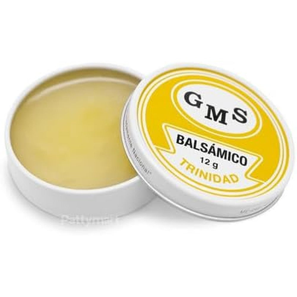 GMS Balsamico Pomada 3 Latitas front view showing authentic 12 gram tins.