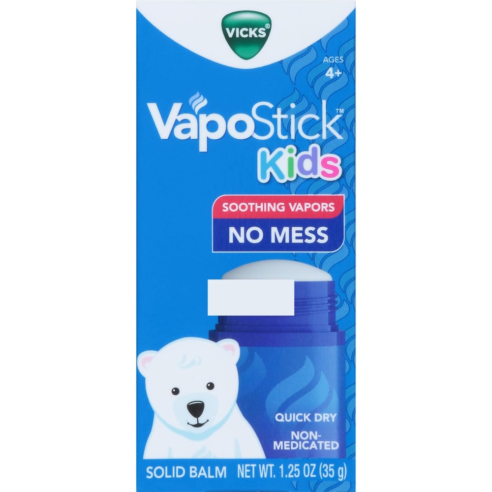 Vicks VapoStick Kids Soothing Vapors Solid Balm front view for no-mess application