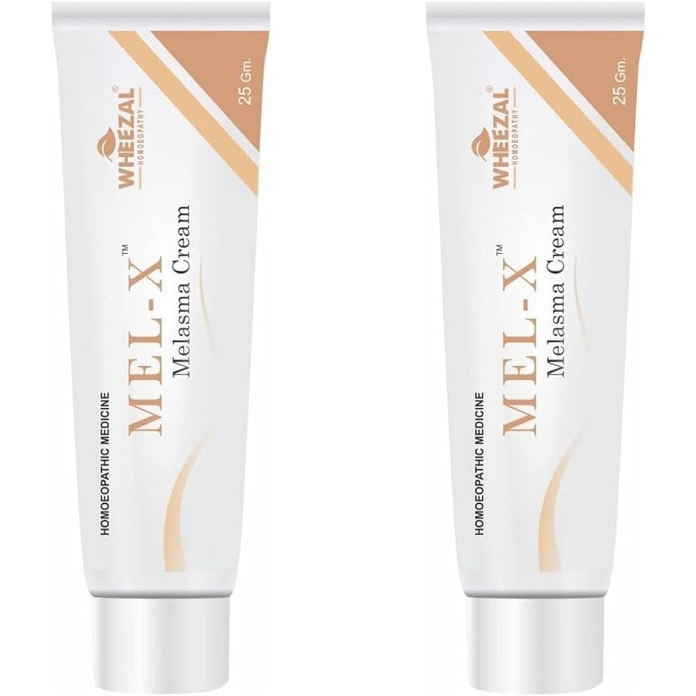 Wheezal Mel-X Melasma Cream pack of two tubes for pigmentation treatment.