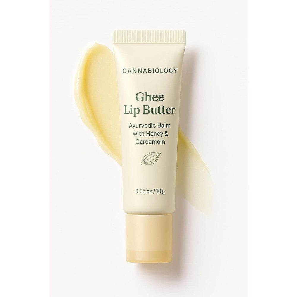 Cannabiology Ghee Lip Butter front view Ayurvedic honey and cardamom balm