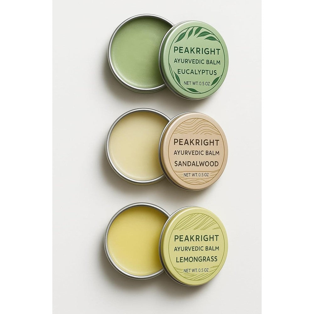 Spa Ceylon Ayurvedic Balm Trio Set front view showing three metal tins in a gift box.