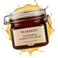 Peakright Saffron and Almond Oil Balm 2 Ounce glass jar front view for skin brightening.