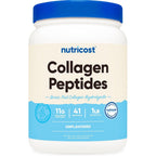 Nutricost Grass Fed Bovine Collagen Peptides unflavored powder 454 grams container front view
