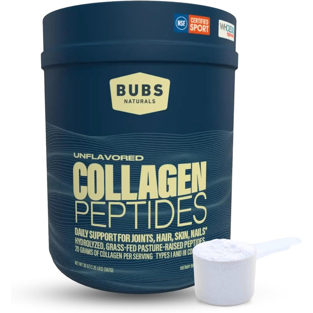 BUBS Naturals Hydrolyzed Collagen Peptides 20 Ounce tub front view