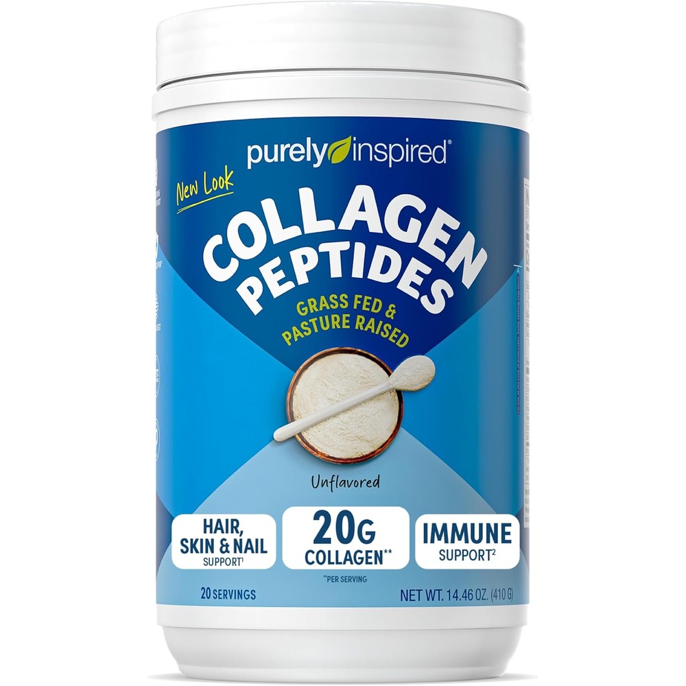 Purely Inspired Collagen Peptides Powder front view of unflavored supplement container.