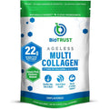 BioTrust Ageless Multi Collagen Peptides Powder front view of unflavored supplement jar