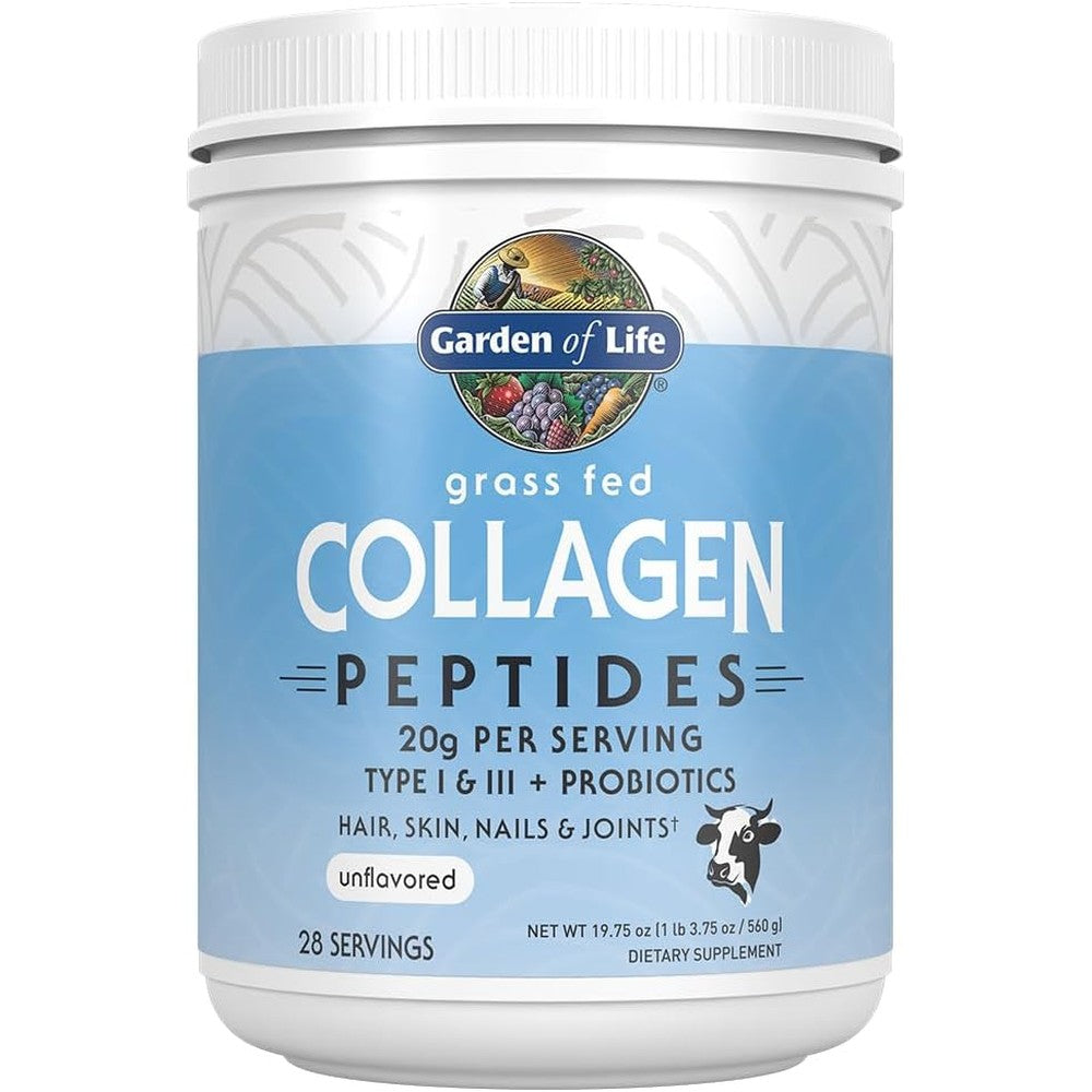Garden of Life Grass Fed Collagen Peptides Unflavored Powder front packaging view