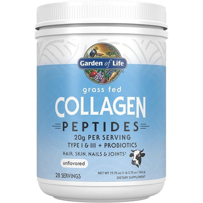 Garden of Life Grass Fed Collagen Peptides Unflavored Powder front packaging view