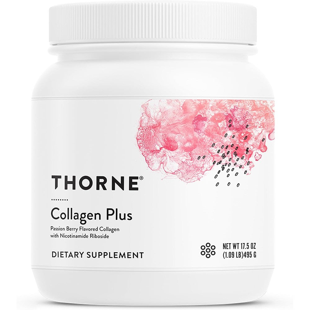 Thorne Collagen Plus Passion Berry powder 17.5 ounces front view jar