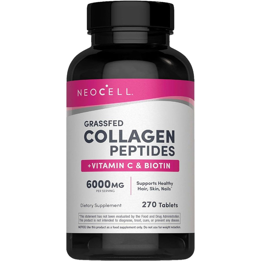 NeoCell Super Collagen Peptides 270 tablets front view bottle packaging for healthy skin