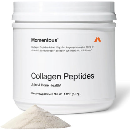 Momentous Grass Fed Collagen Peptides Powder front view container on a clean background