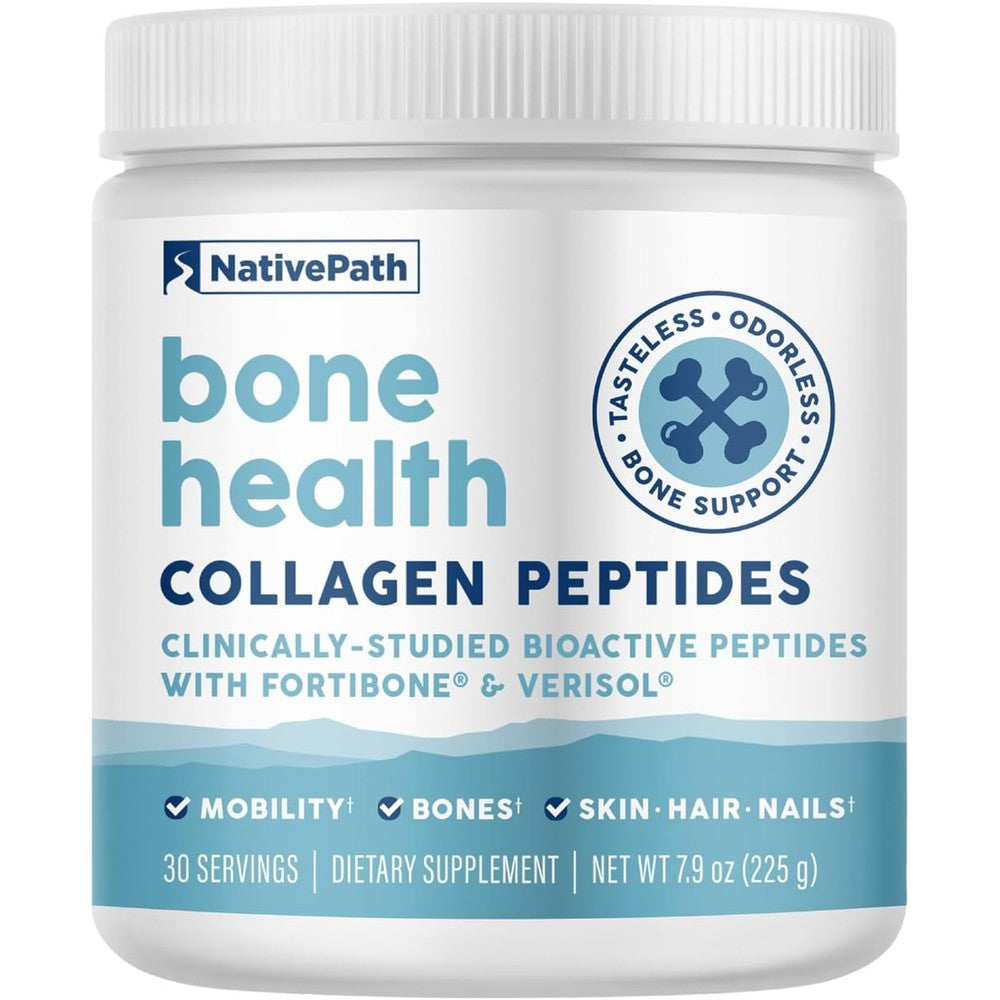 NativePath Bone Health Collagen Peptides front view container for bone density support