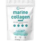 Micro Ingredients Marine Collagen Peptides Powder front view pouch for anti aging skin care.