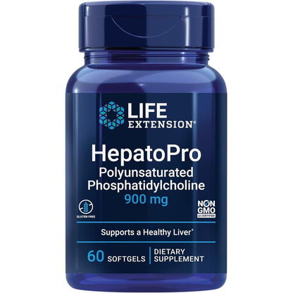 Life Extension HepatoPro 900 milligram 60 softgels front view bottle for liver support