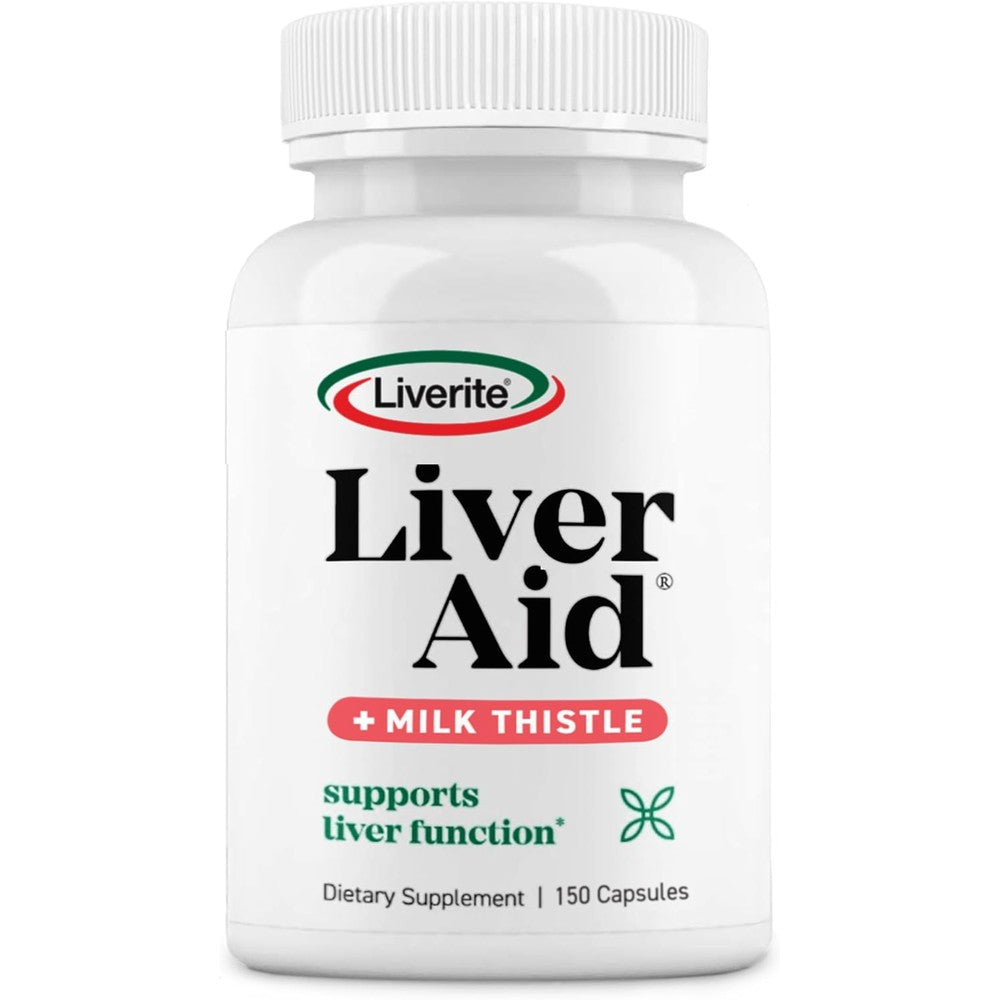 Liverite Liver Aid with Milk Thistle 150 capsules bottle front view