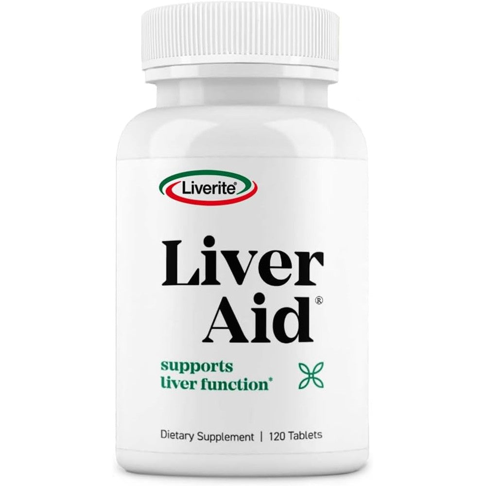 Liverite Liver Aid 120 Tablets bottle front view for daily liver detox