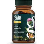 Gaia Herbs Liver Health front view bottle packaging with milk thistle and turmeric highlights