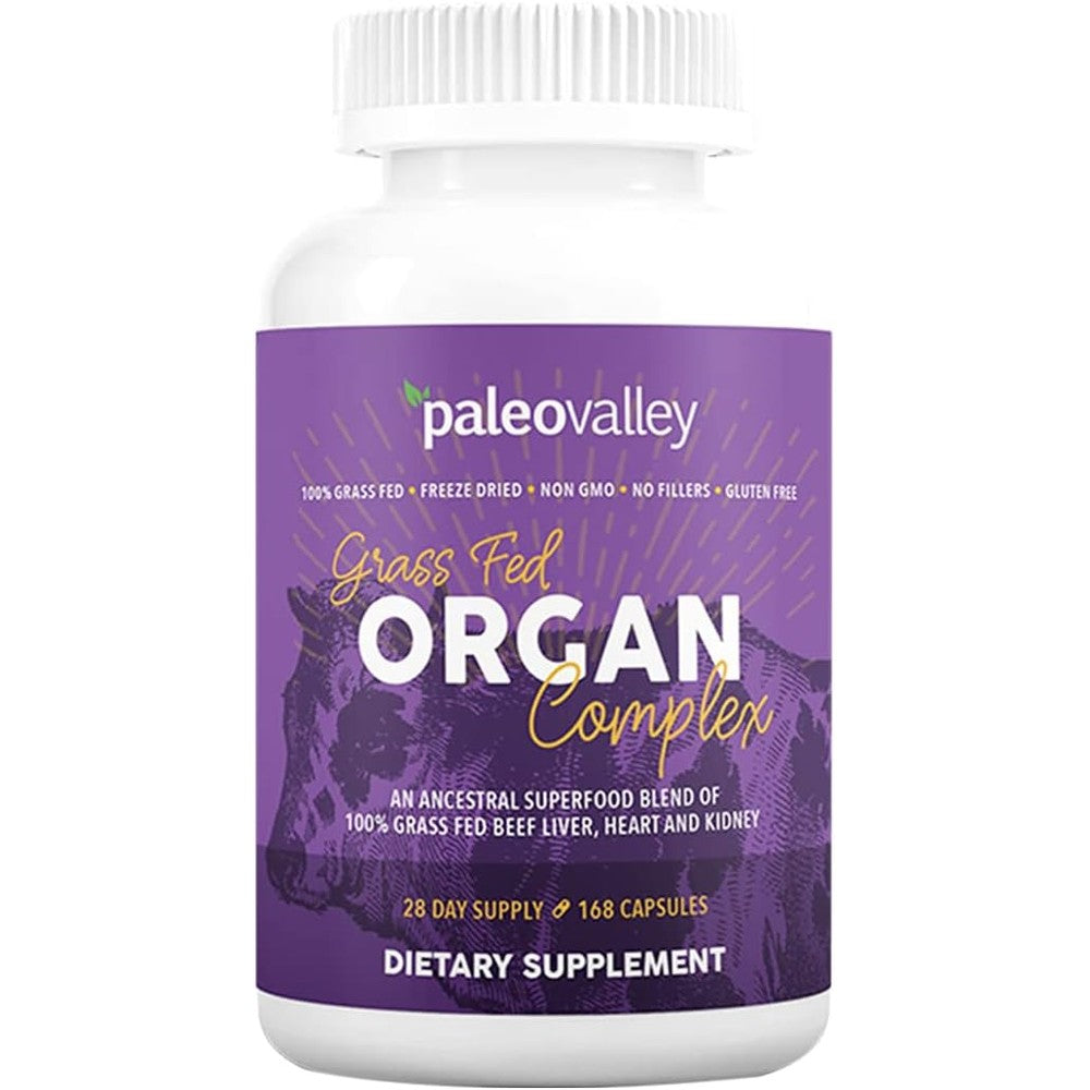 Paleovalley Grass Fed Beef Organ Complex 168 capsules bottle front view