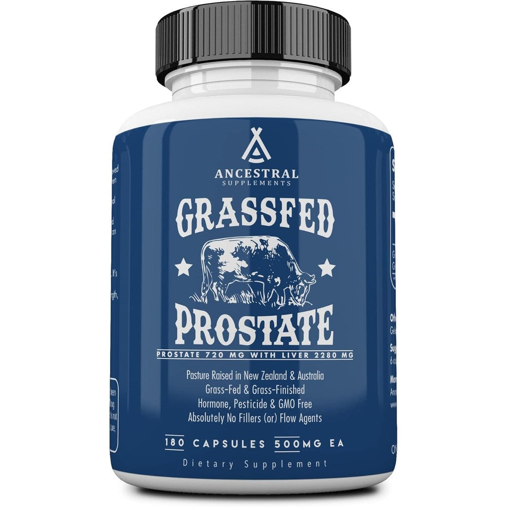 Ancestral Supplements Grass Fed Beef Prostate and Liver front view bottle packaging