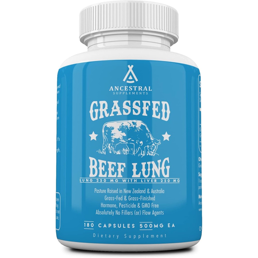 Ancestral Supplements Grass Fed Beef Lung Supplement front view bottle