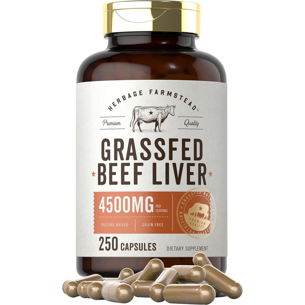 Carlyle Grass Fed Beef Liver 250 capsules front view bottle