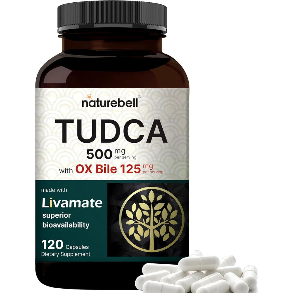 NatureBell TUDCA 500mg with Ox Bile 120 capsules front view liver cleanse supplement