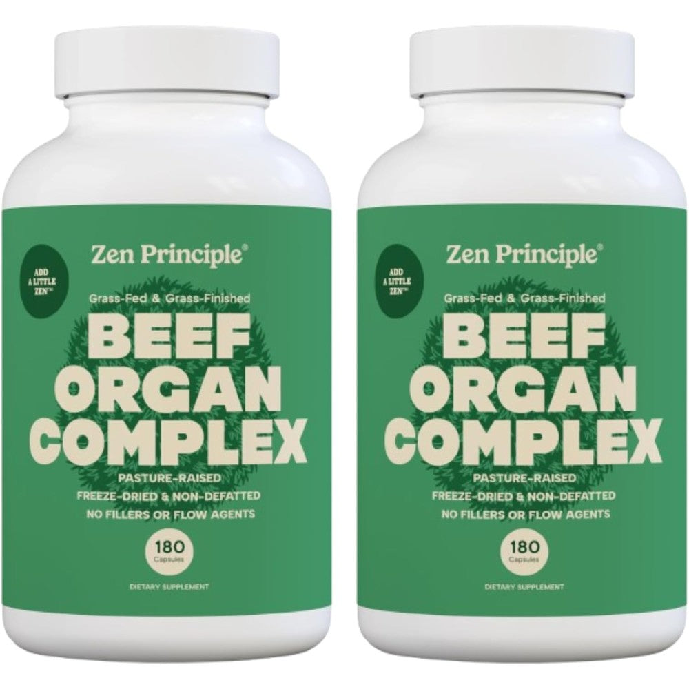 Zen Principle Grass Fed Beef Organs Supplement Complex 360 capsules front bottle view