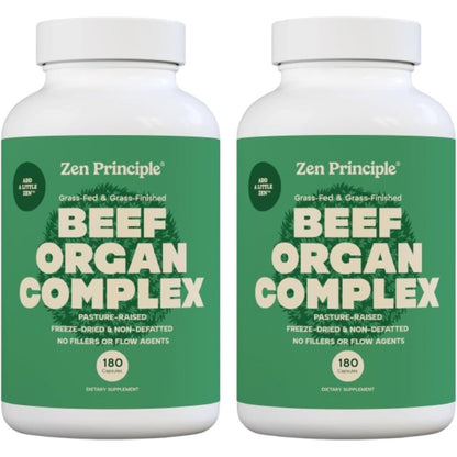 Zen Principle Grass Fed Beef Organs Supplement Complex 360 capsules front bottle view