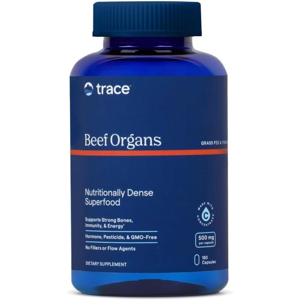 Trace Minerals Ancestral Grass Fed Beef Organs front view of bottle
