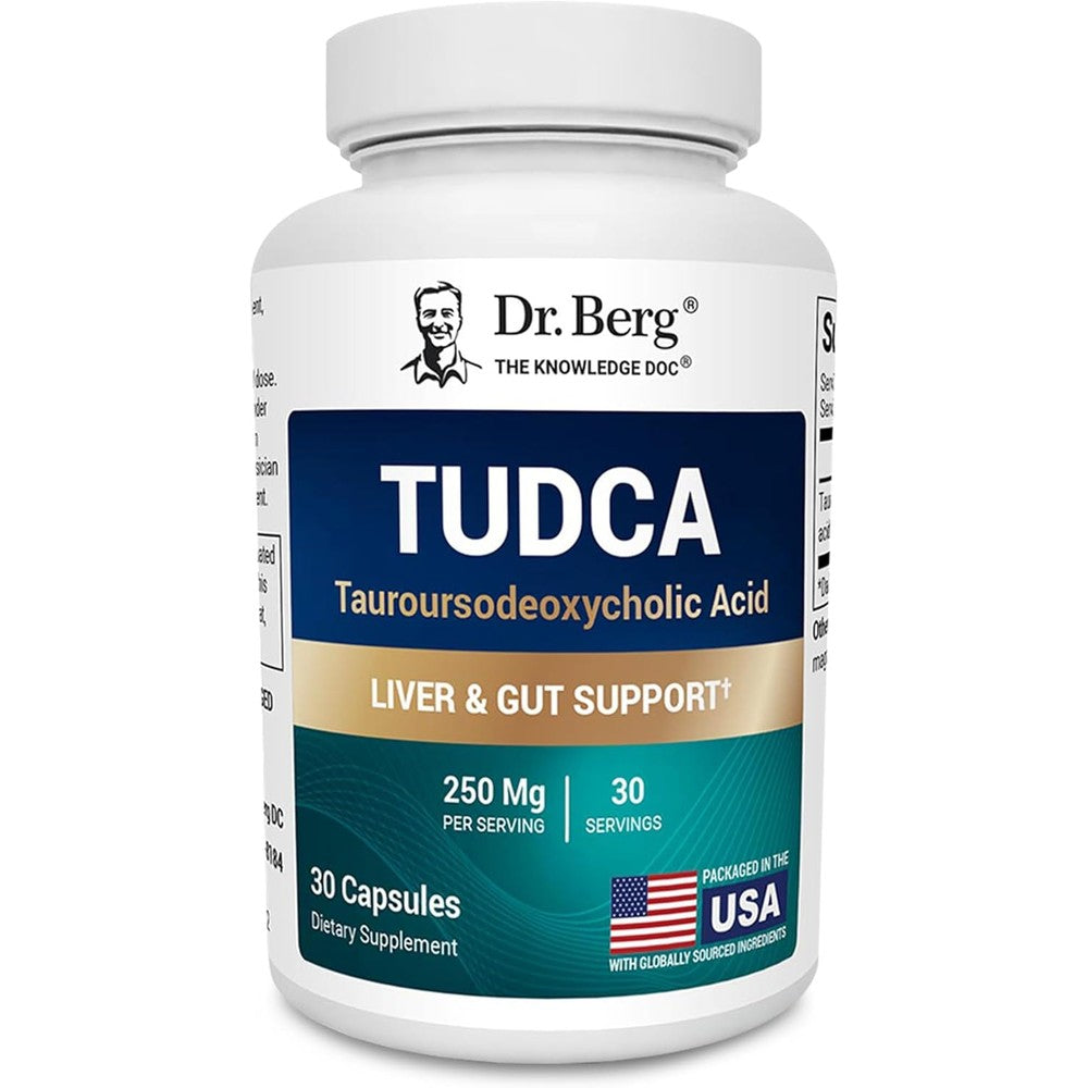 Dr. Berg Nutritionals TUDCA Supplement 250mg front view bottle for liver support