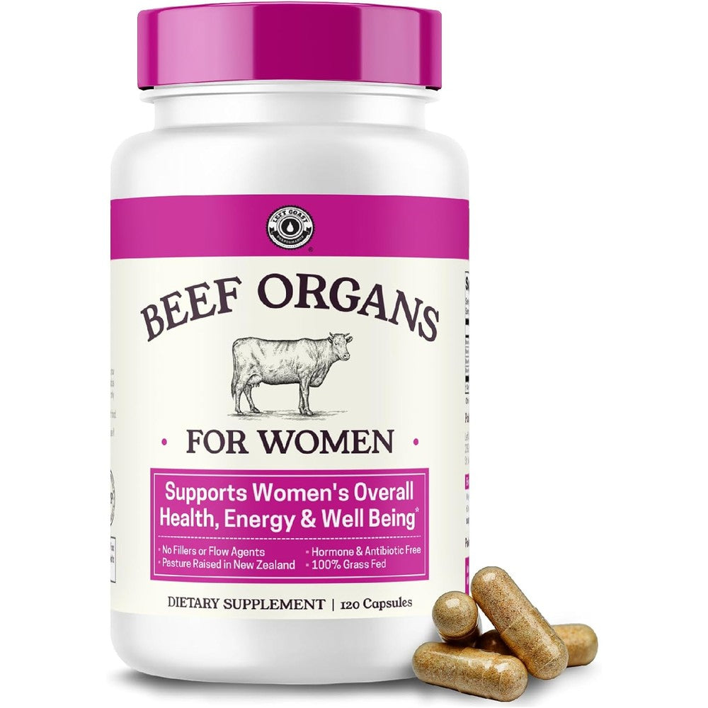 Left Coast Performance Beef Organs for Women 120 capsules front bottle view
