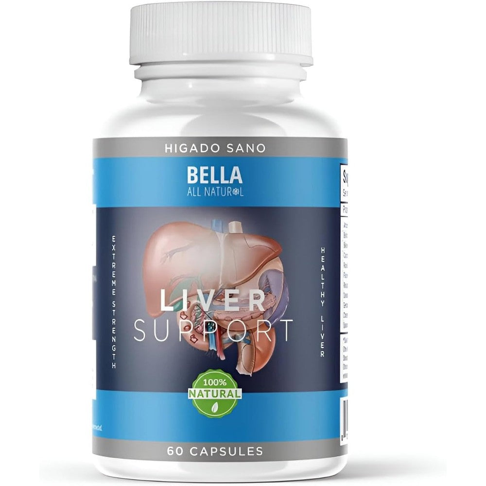 Bella All Natural Liver Support capsules front view bottle for organ detoxification