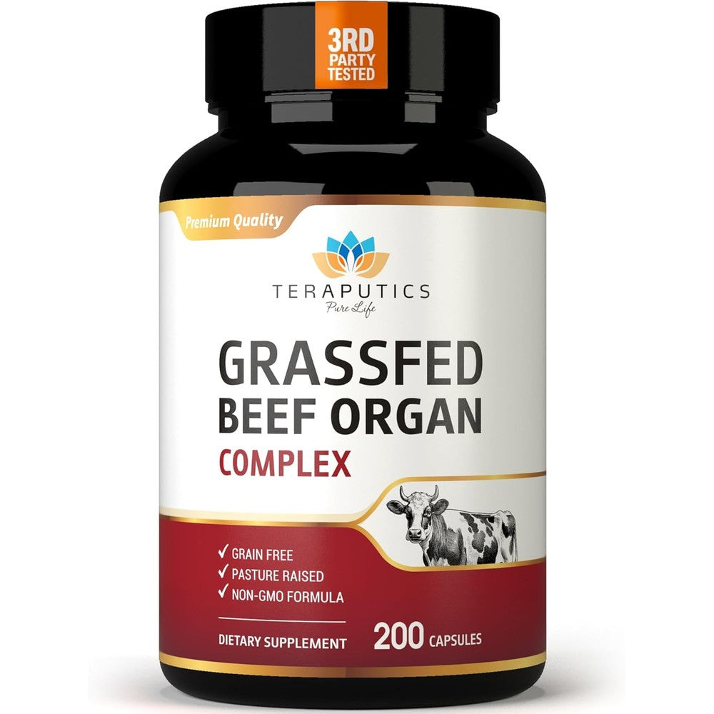 Teraputics grass-fed beef organ supplement bottle front view