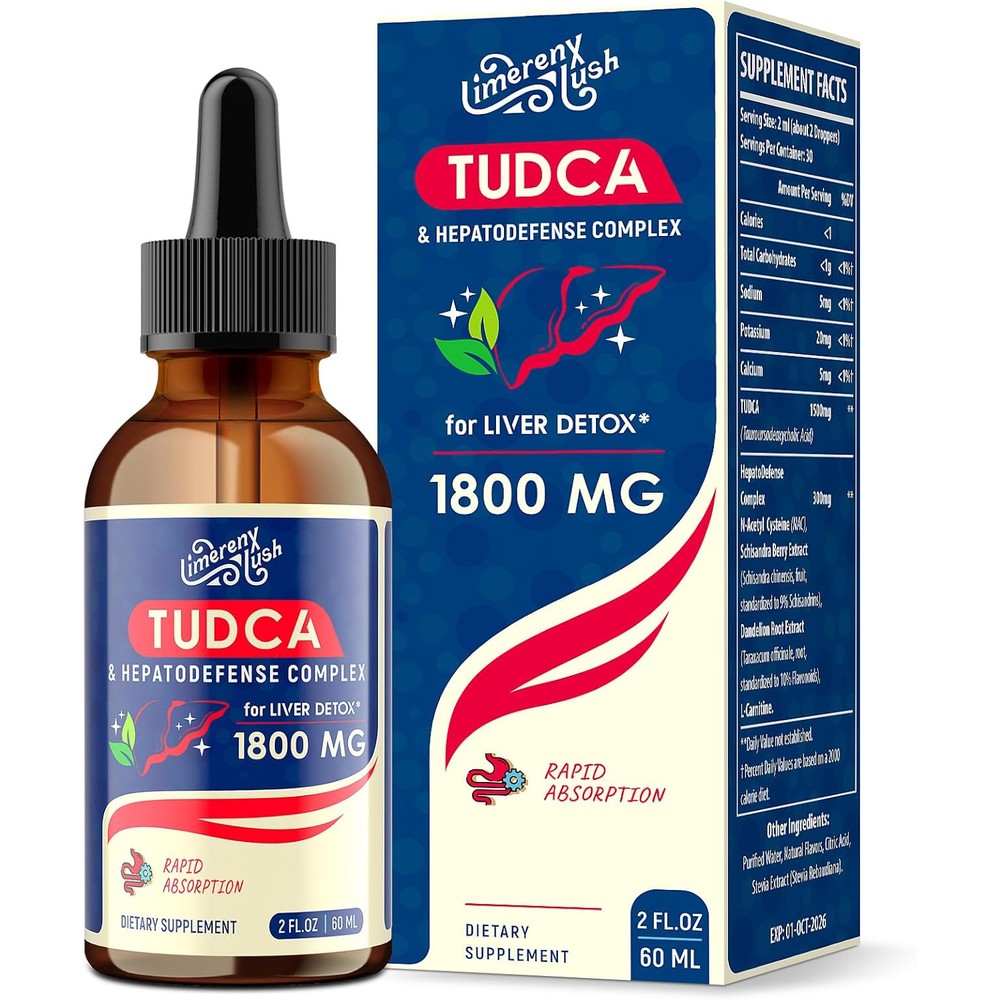 LimerenxLush TUDCA Liver Support Liquid Drops front bottle view