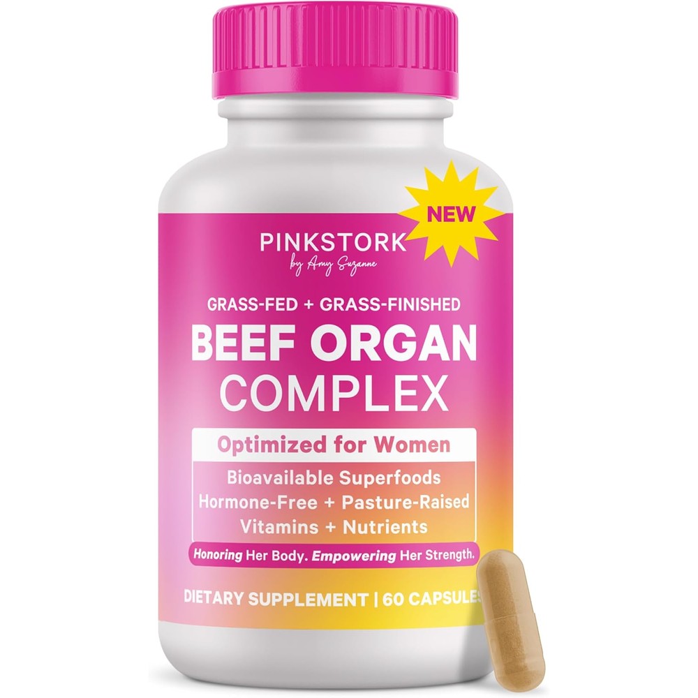 Pink Stork Beef Organ Supplement 60 capsules bottle front view