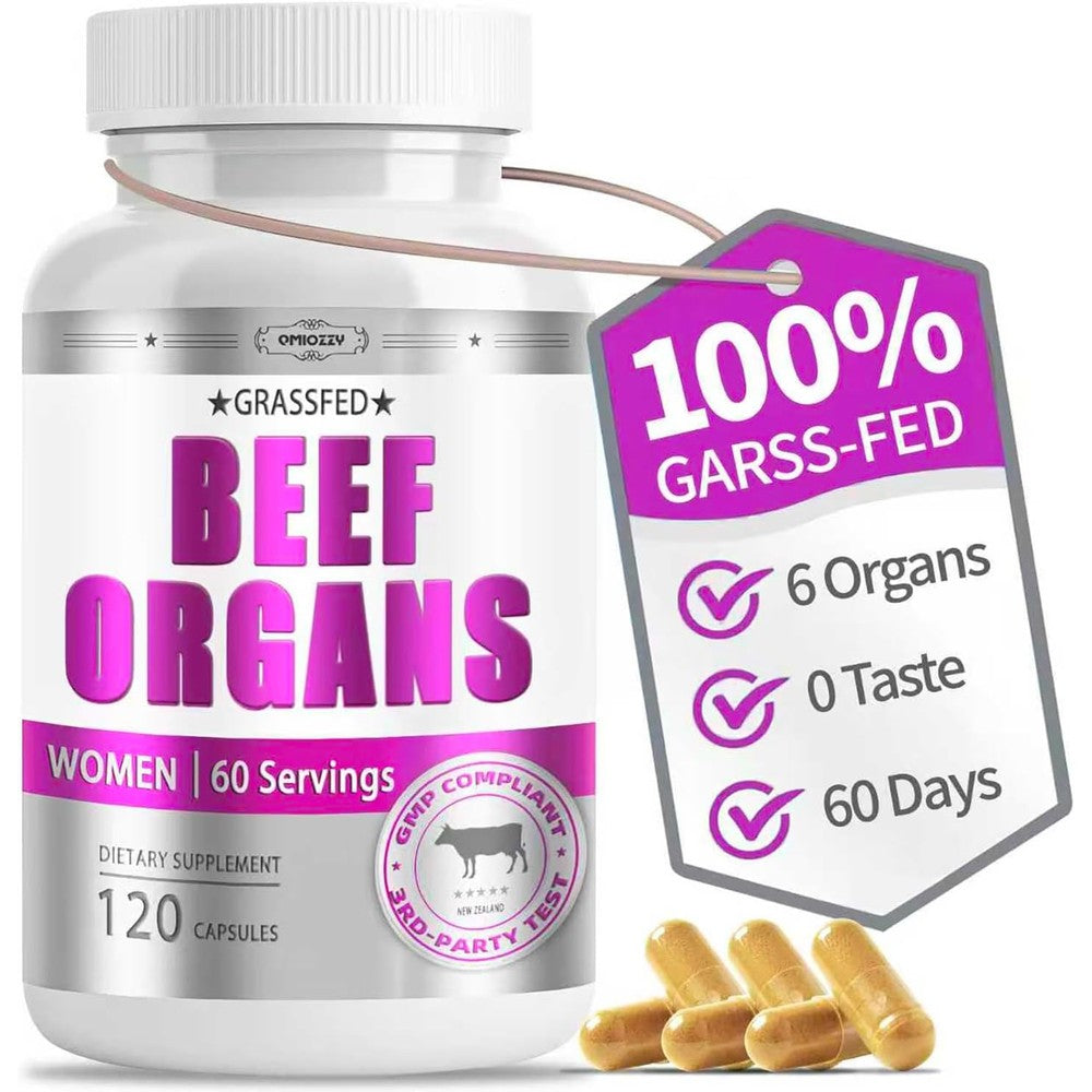 Qmiozzy Beef Organ Supplement for Women 120 Capsules front view