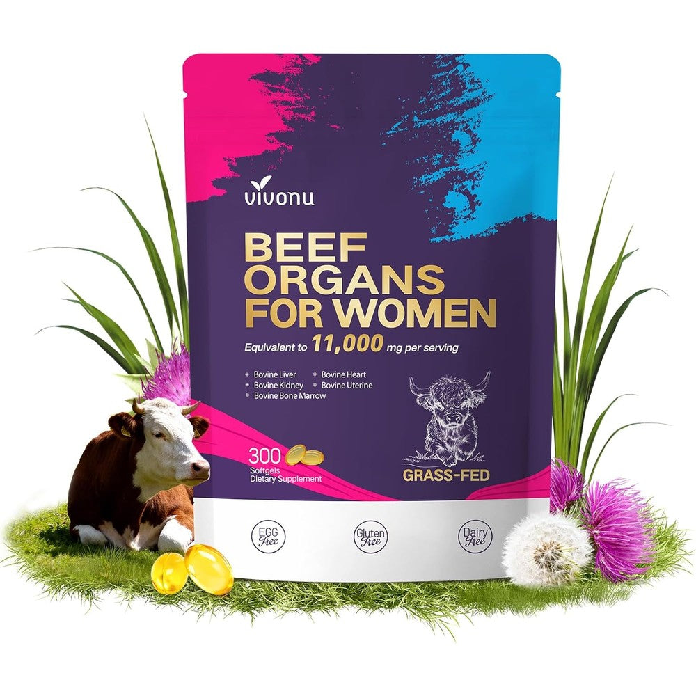 VivoNu 13-in-1 women’s beef organ supplement front view