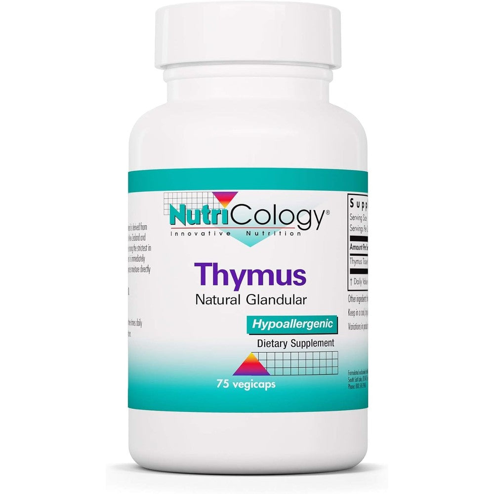 NutriCology Thymus Tissue Supplement front view of premium immune support bottle