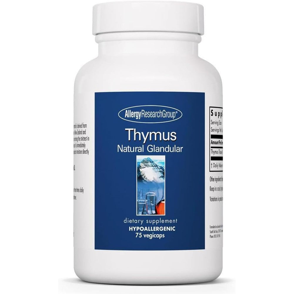 Allergy Research Group Thymus Natural Glandular front bottle view for immune system support